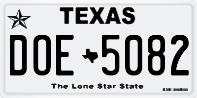 TX license plate DOE5082
