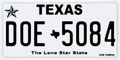 TX license plate DOE5084