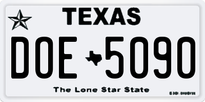 TX license plate DOE5090