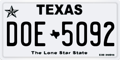TX license plate DOE5092