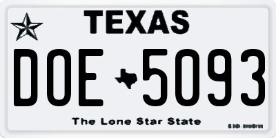 TX license plate DOE5093