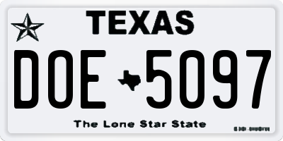 TX license plate DOE5097
