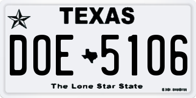 TX license plate DOE5106
