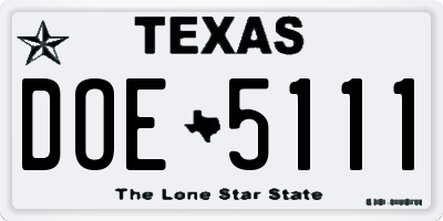 TX license plate DOE5111