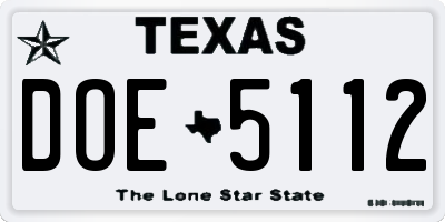 TX license plate DOE5112