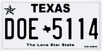 TX license plate DOE5114