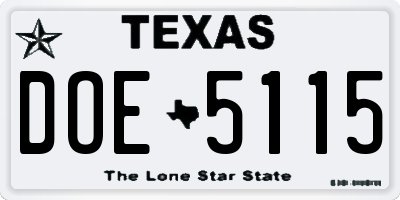 TX license plate DOE5115