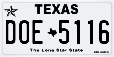 TX license plate DOE5116