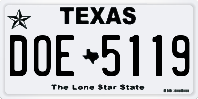 TX license plate DOE5119