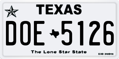 TX license plate DOE5126