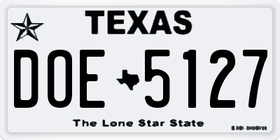 TX license plate DOE5127