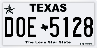 TX license plate DOE5128