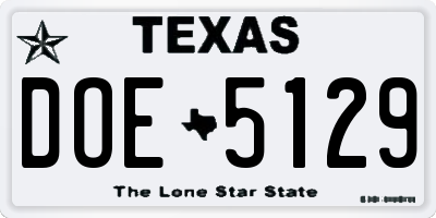 TX license plate DOE5129