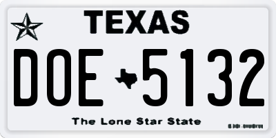 TX license plate DOE5132