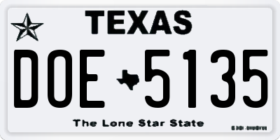 TX license plate DOE5135