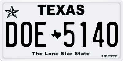 TX license plate DOE5140
