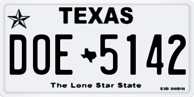 TX license plate DOE5142