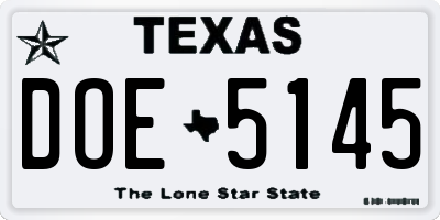 TX license plate DOE5145