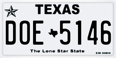 TX license plate DOE5146