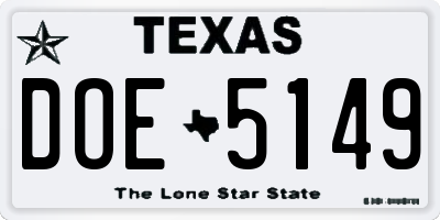 TX license plate DOE5149