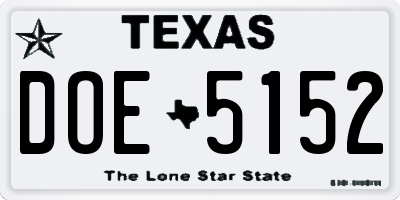 TX license plate DOE5152
