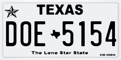 TX license plate DOE5154