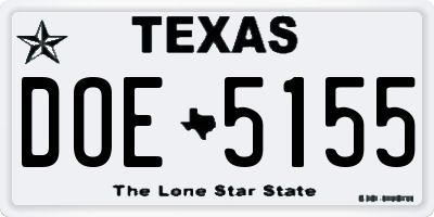 TX license plate DOE5155