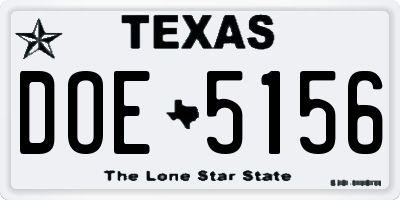 TX license plate DOE5156