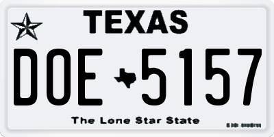 TX license plate DOE5157