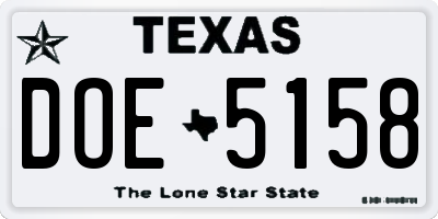 TX license plate DOE5158