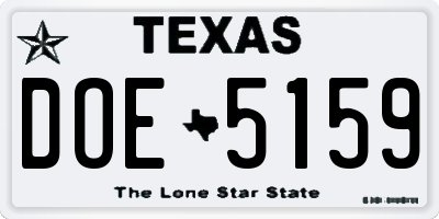 TX license plate DOE5159