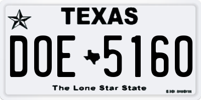 TX license plate DOE5160