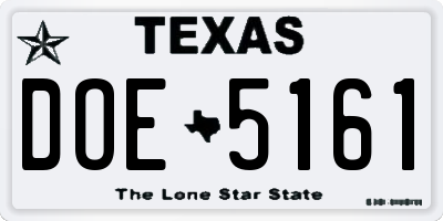 TX license plate DOE5161