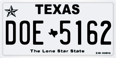 TX license plate DOE5162