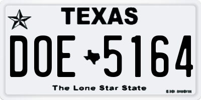 TX license plate DOE5164