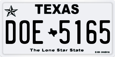 TX license plate DOE5165