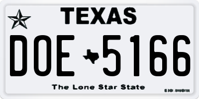 TX license plate DOE5166