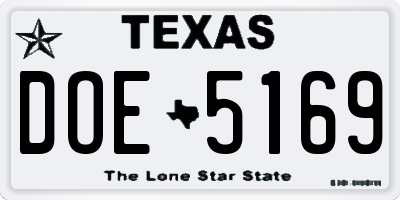 TX license plate DOE5169