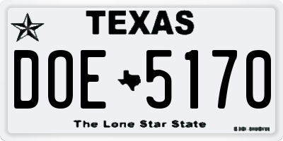 TX license plate DOE5170