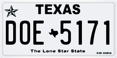 TX license plate DOE5171