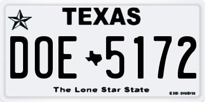 TX license plate DOE5172