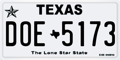 TX license plate DOE5173