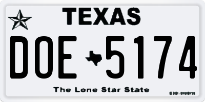 TX license plate DOE5174
