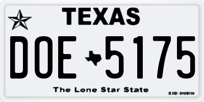 TX license plate DOE5175