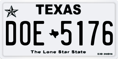 TX license plate DOE5176