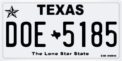 TX license plate DOE5185