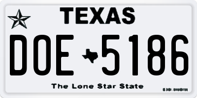 TX license plate DOE5186