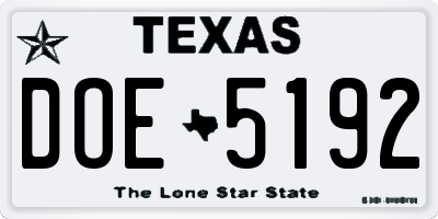 TX license plate DOE5192