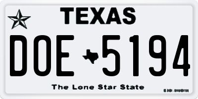 TX license plate DOE5194