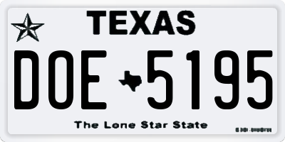 TX license plate DOE5195